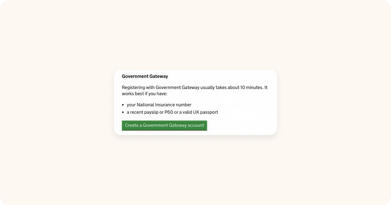 Register for the government gateway