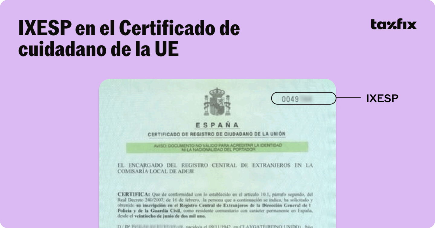 IXESP en el Certificado de ciudadano de UE (documento)