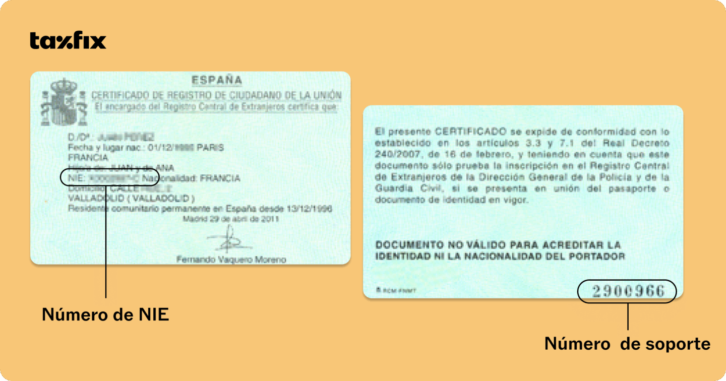  Cu l Es El N mero De Soporte Del NIE Taxfix