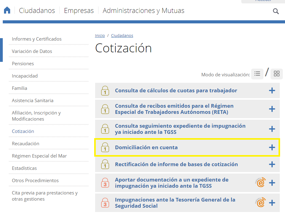 Paso dos para cambiar la cuenta bancaria de autónomos en la Seguridad Social